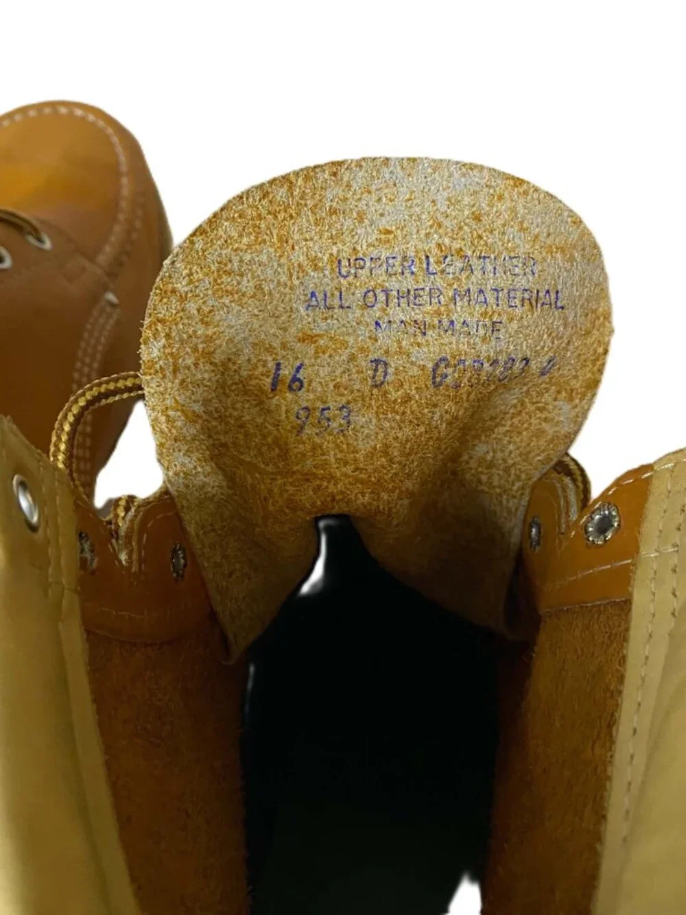 Vintage USA Made Moc Toe Work Boots Men's Size 16 D Tan Leather Wedge Sole